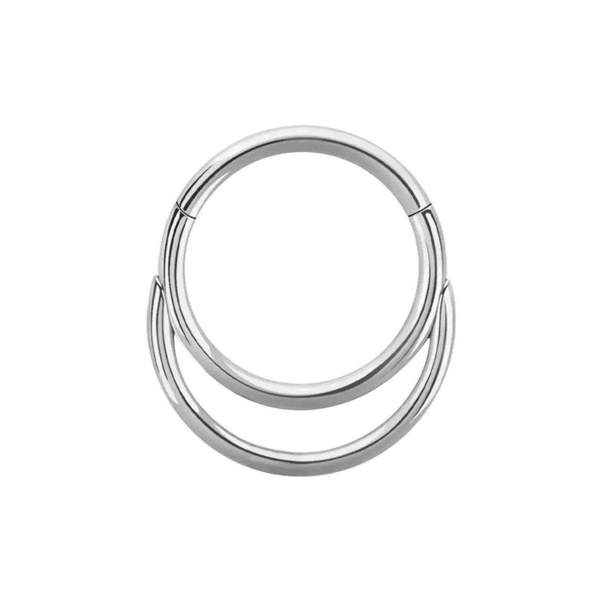 Titanium Hinged Segment Septum Clicker Hoop Ring 16 Gauge Double Line - Kruelty - Photo 5