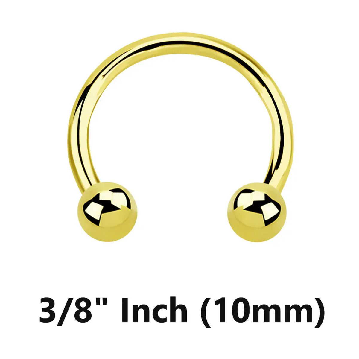 14 Karat Solid Gold Horseshoe Circular Barbell 16 Gauge Threadless - Kruelty - Photo 4
