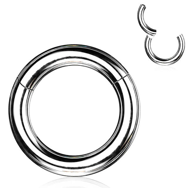 Surgical Steel Hinged Clicker Segment Ring Hoop 8 to 2 Gauge - Large