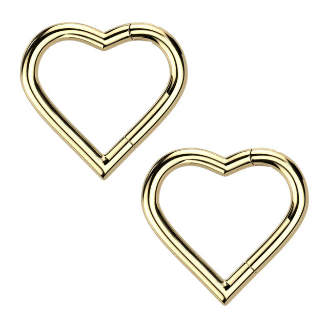 Titanium Hinged Segment Hoop Ring 18 Gauge Heart Shape - Pair - Kruelty - Photo 12