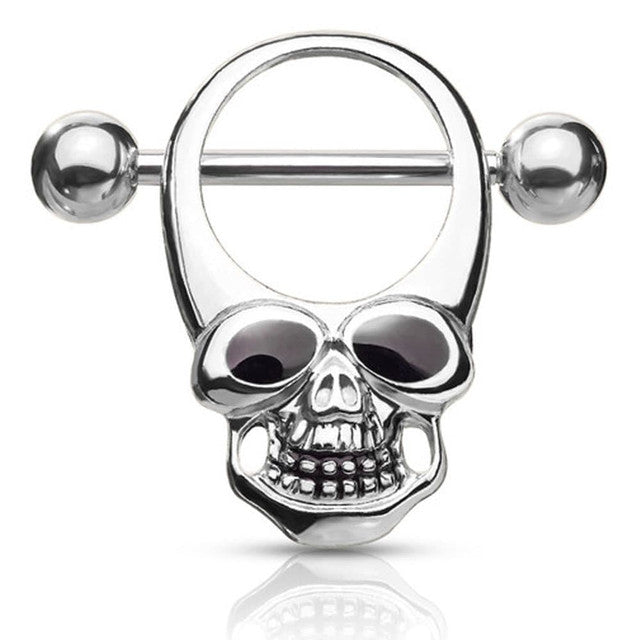 Surgical Steel Barbell Nipple Shield Ring 14 Gauge Skull - Pair - Kruelty - Photo 8