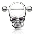 Surgical Steel Barbell Nipple Shield Ring 14 Gauge Skull - Pair - Kruelty - Photo 8