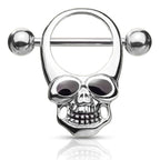 Surgical Steel Barbell Nipple Shield Ring 14 Gauge Skull - Pair - Kruelty - Photo 8