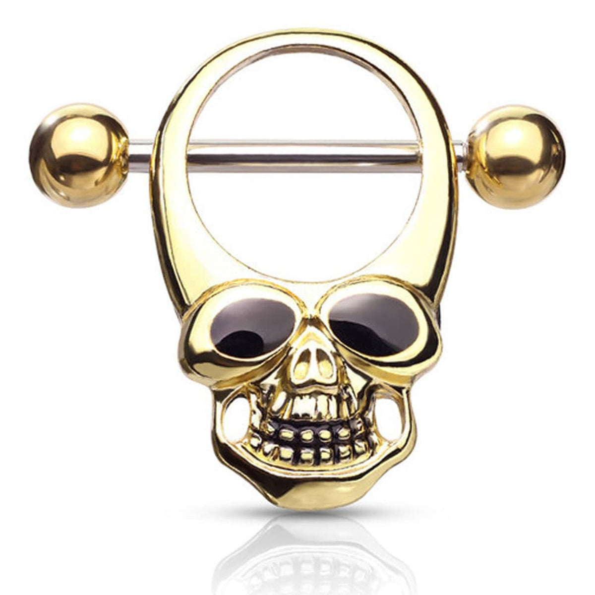 Surgical Steel Barbell Nipple Shield Ring 14 Gauge Skull - Pair - Kruelty - Photo 9