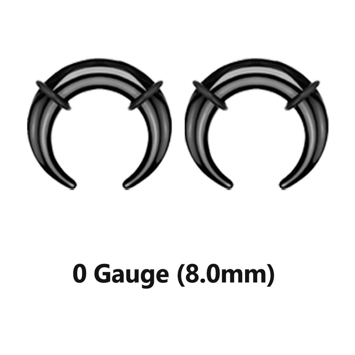 Acrylic Bull Horn Tapers Septum & Ear Plugs O-Rings - Pair - Kruelty - Photo 5