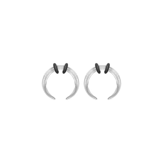 Acrylic Clear Bull Horn Tapers Septum & Ear & O-Rings - Pair