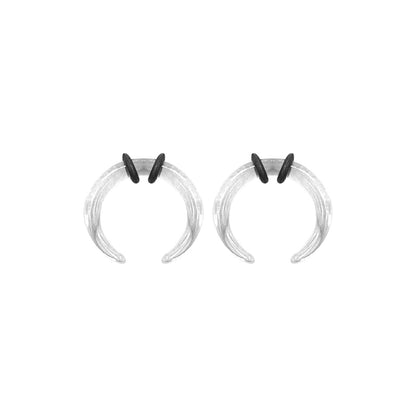 Acrylic Clear Bull Horn Tapers Septum & Ear & O-Rings - Pair