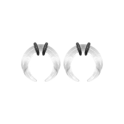 Acrylic Clear Bull Horn Tapers Septum & Ear & O-Rings - Pair