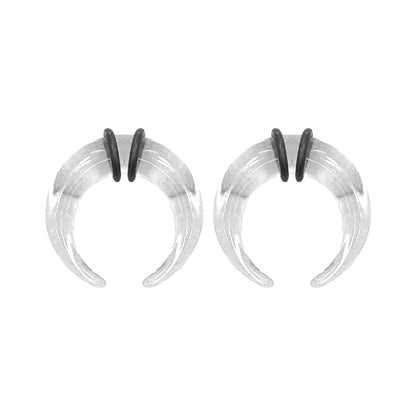 Acrylic Clear Bull Horn Tapers Septum & Ear & O-Rings - Pair