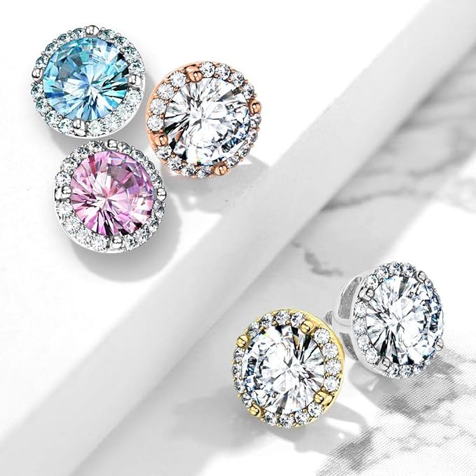 Surgical Steel Dermal Top 14 Gauge Internal Threaded Round CZ Gem - Kruelty - Photo 3