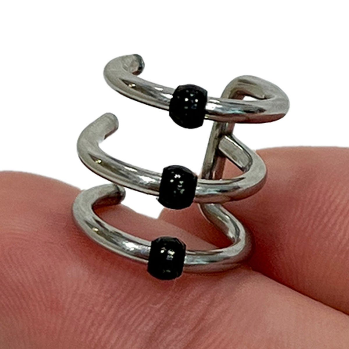 Fake Clip On Non Triple Band Captive Bead Ear Cartilage Cuff - Kruelty - Photo 5
