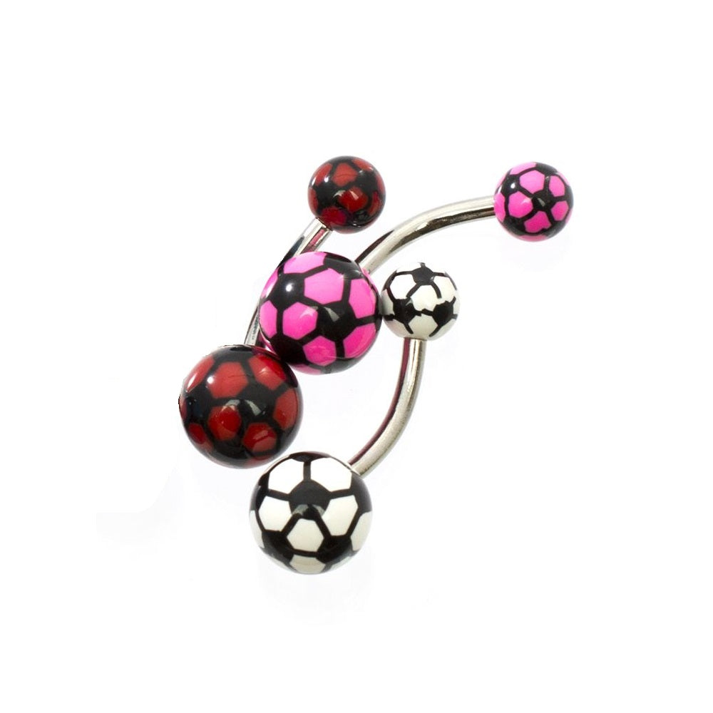 Surgical Steel 14 Gauge Belly Ring Pack with Futbol Soccer Ball - photo 2