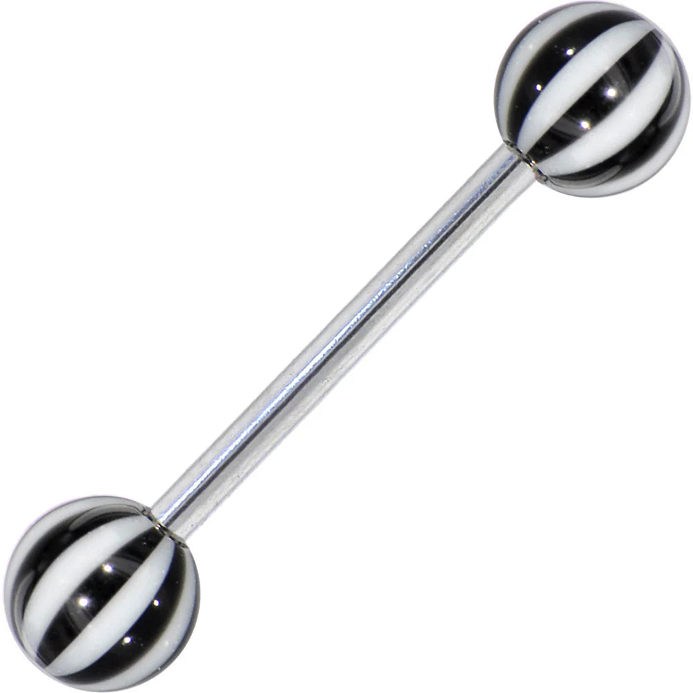 Surgical Steel Tongue Ring Straight Barbell 14 Gauge Acrylic - 7 Pack