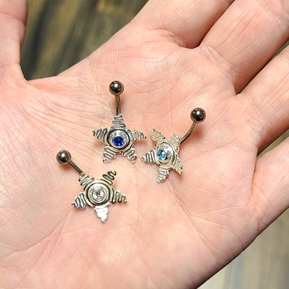 Titanium 14 Gauge Belly Ring with Large CZ Star Anodized - photo 9