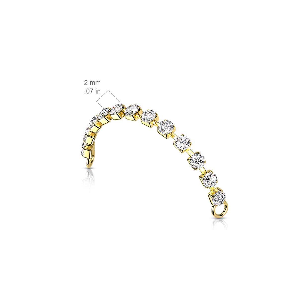 Surgical Steel Nose & Ear Link Bridge Connector Chain CZ Gems - Kruelty - Photo 5