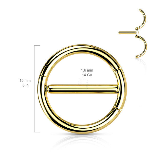 Surgical Steel Nipple Ring Hoop 14 Gauge with Dual Hinge - Pair - Kruelty - Photo 7