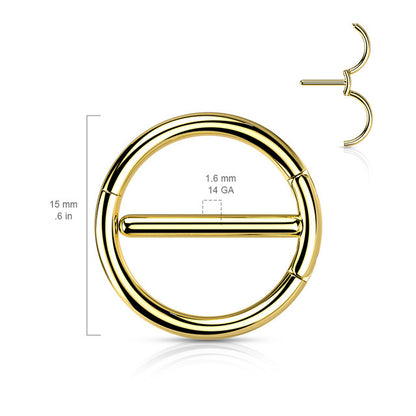 Surgical Steel Nipple Ring Hoop 14 Gauge with Dual Hinge - Pair