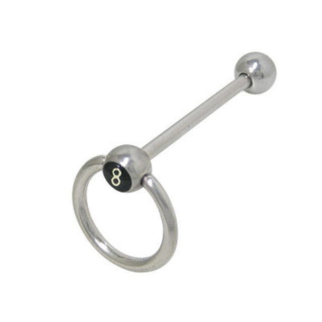 Surgical Steel 14 Gauge Tongue Barbell with 8 Logo Door Knocker