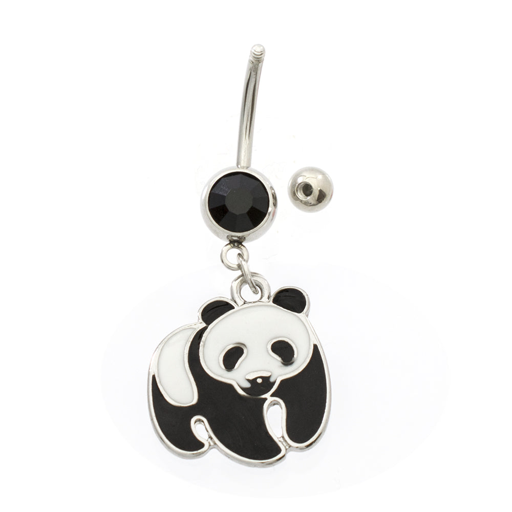 Surgical Steel 14 Gauge Belly Rings with Panda Dangle - 2 Pack - photo 2