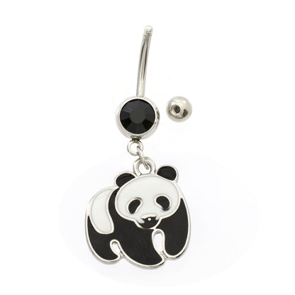 Surgical Steel 14 Gauge Belly Rings with Panda Dangle - 2 Pack - photo 2