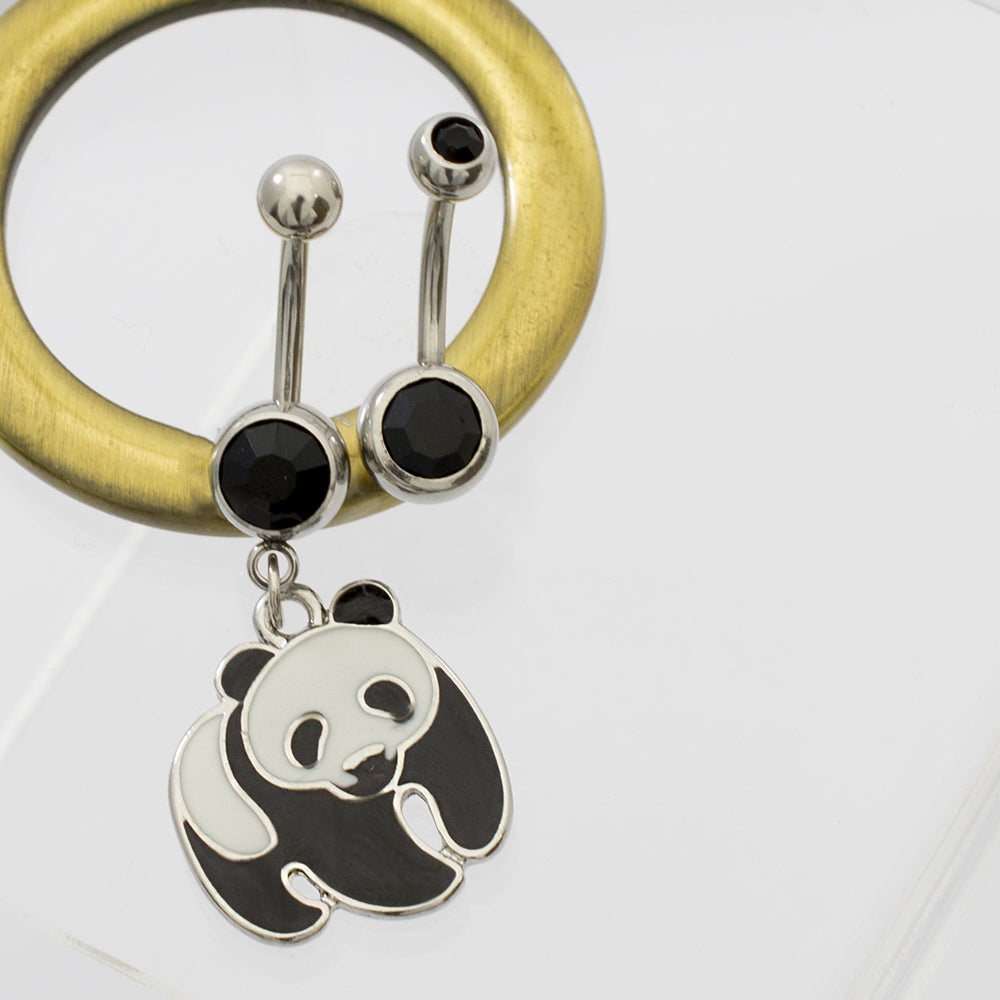 Surgical Steel 14 Gauge Belly Rings with Panda Dangle - 2 Pack - photo 4