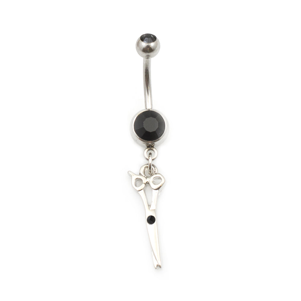 Surgical Steel 14 Gauge Belly Ring with CZ Scissor Design - photo 9