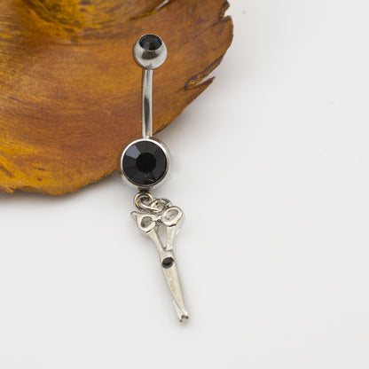 Surgical Steel 14 Gauge Belly Ring with CZ Scissor Design - photo 10