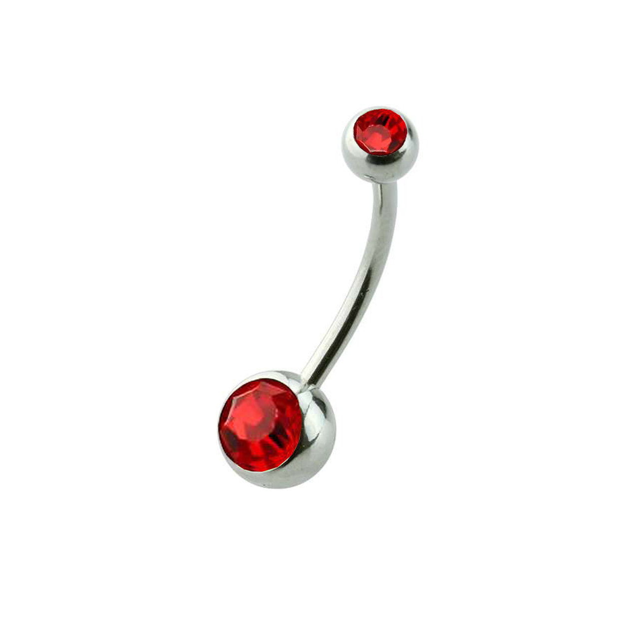 Surgical Steel Long Belly Ring 14 Gauge 5/8" (16 MM) & Color CZ Gems