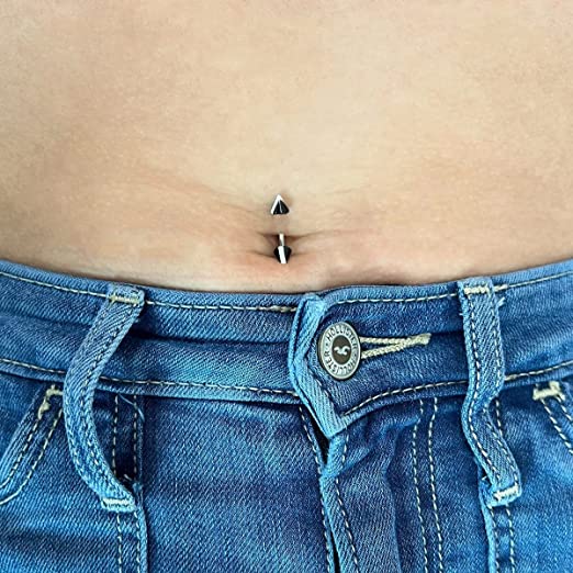 Surgical Steel 14 Gauge Spike Curved Belly Button Ring