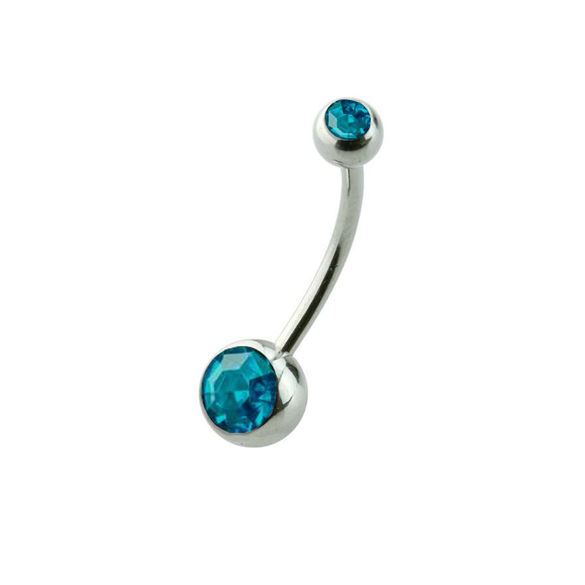 Surgical Steel Long Belly Ring 14 Gauge 5/8" (16 mm) & Color CZ Gems - Kruelty - Photo 7