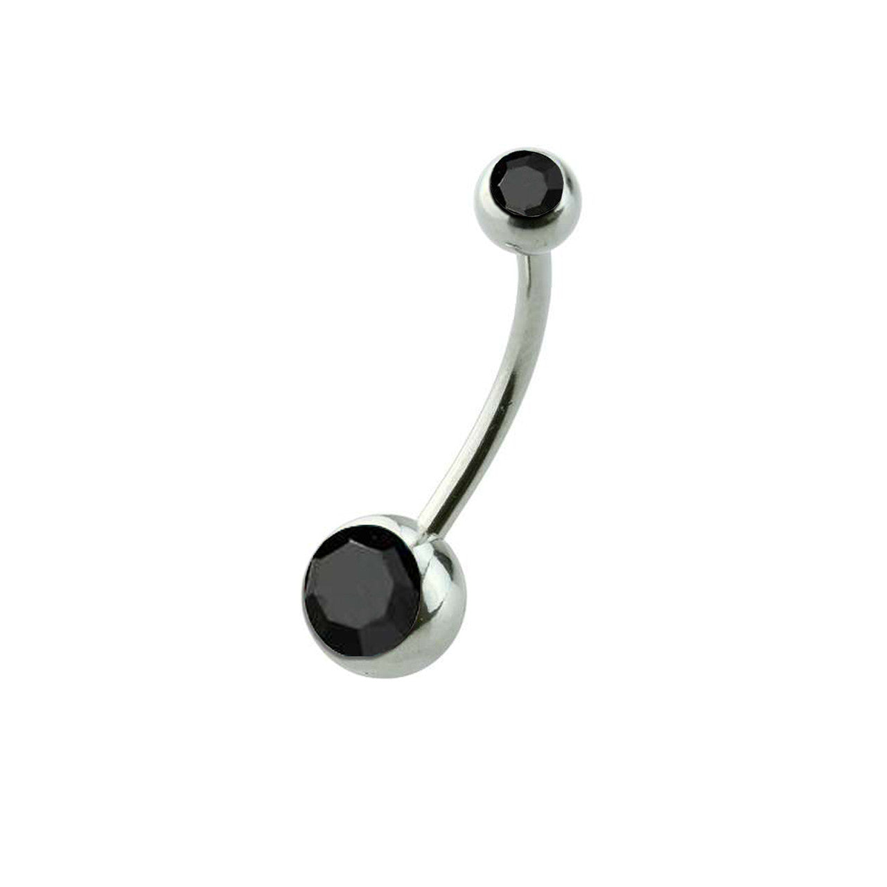Surgical Steel Long Belly Ring 14 Gauge 5/8" (16 MM) & Color CZ Gems