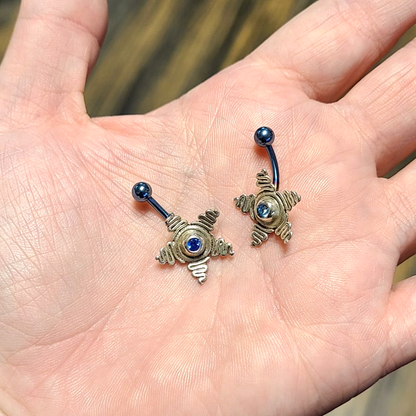 Titanium 14 Gauge Belly Ring with Large CZ Star Anodized - photo 8