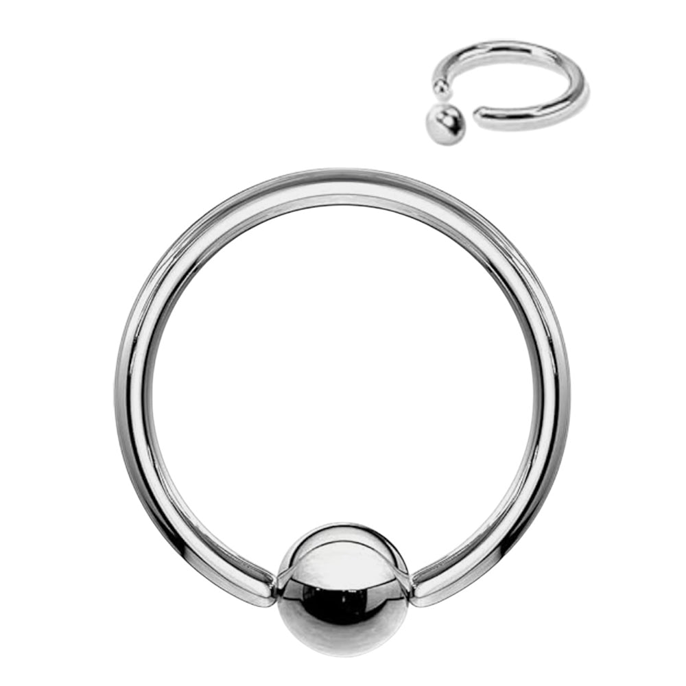 Surgical Steel 8 Gauge Captive Bead Ring with Closure Ball