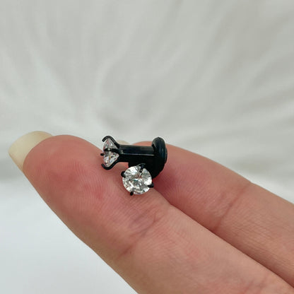 Black Surgical Steel 8 to 9/16 Inch Single Flare Plugs with CZ - Pair - photo 9