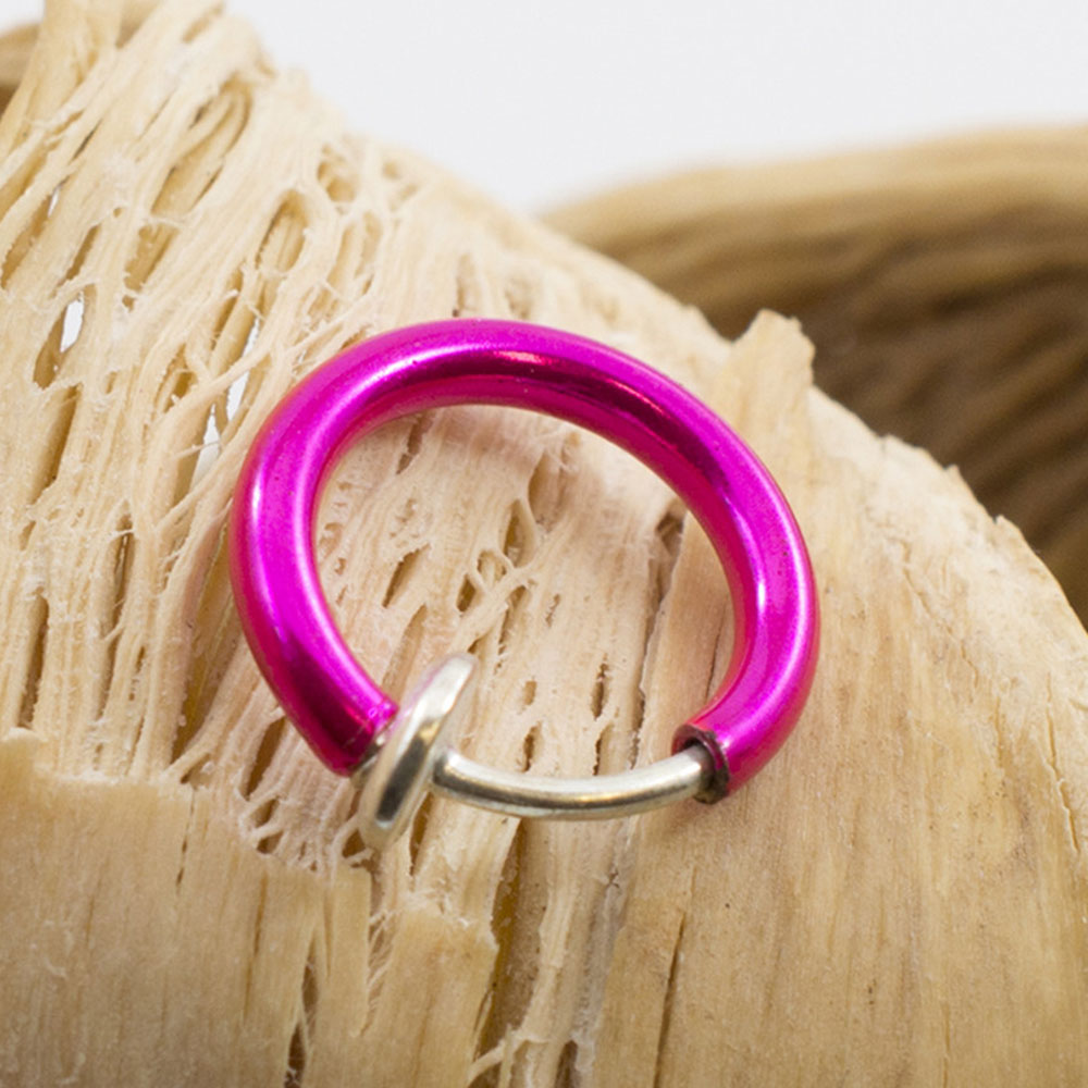 Surgical Steel Pink Spring Loaded Fake Clip On Hoop Ring - Pair - photo 4