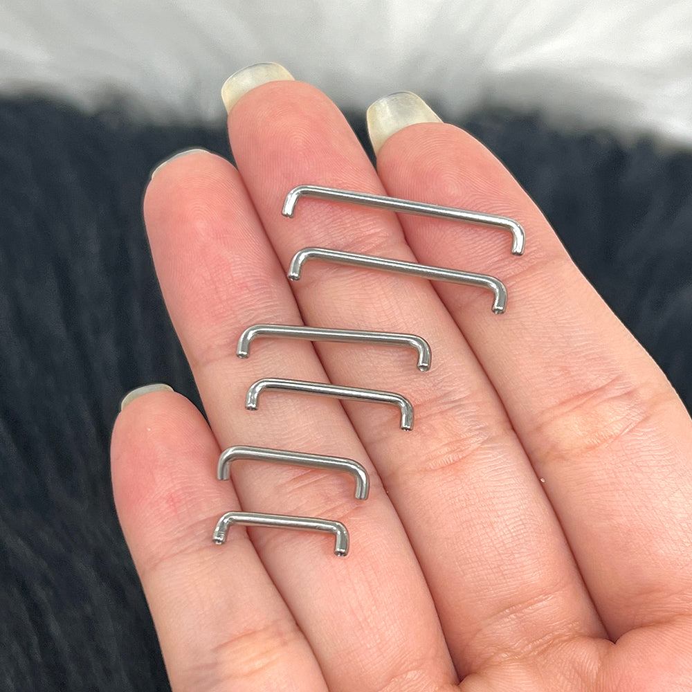 Surgical Steel 90 Degree Staple Surface Barbell 14G 10mm to 35mm - photo 4