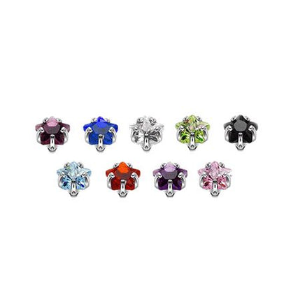 Surgical Steel 14 Gauge Prong Set Star CZ Dermal Tops - 9 Pack - photo 2