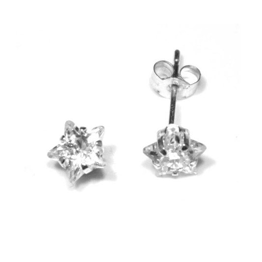 Surgical Steel Earring Stud 20 Gauge With Star Shaped CZ Gem