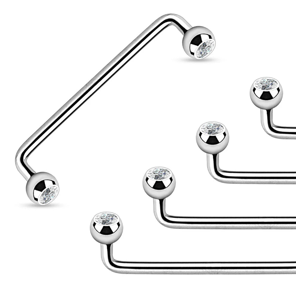 90 Degree Bent Surface Staple Barbells 14 Gauge Internally Threaded CZ - Kruelty - Photo 2