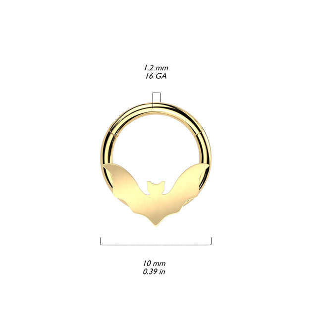 Surgical Steel Hinged Segment Ring 16 Gauge with Bat Wings - Kruelty - Photo 3