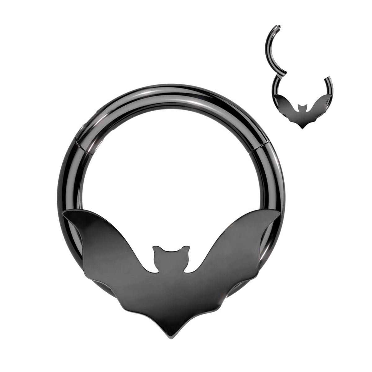 Surgical Steel Hinged Segment Ring 16 Gauge with Bat Wings - Kruelty - Photo 4