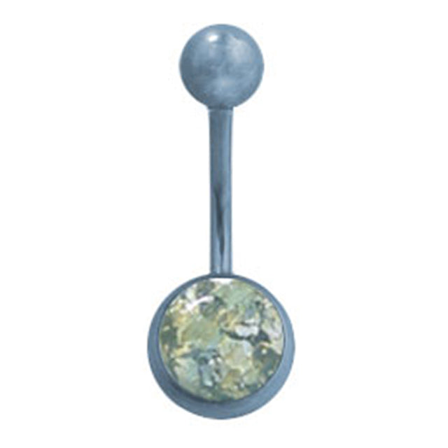 Titanium Anodized Belly Ring Blue 14 Gauge With Magma Rock Gem