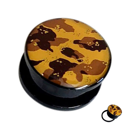 Acrylic Double Flared Plug Ear Screw Fit 8 - 1" Gauge Brown Camouflage