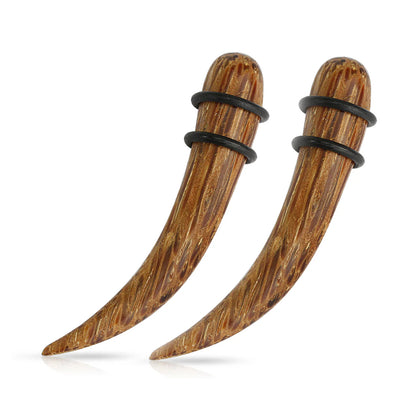 Organic Coco Wood Curved Ear Plug Expander Taper with O-Rings - Pair