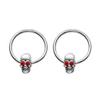 Surgical Steel Captive Bead Ring 16 Gauge Horseshoe Skull - Pair - Kruelty