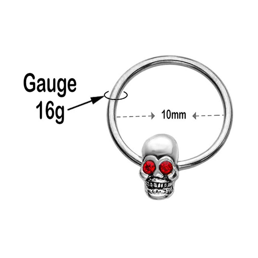 Surgical Steel Captive Bead Ring 16 Gauge Horseshoe Skull - Pair - Kruelty - Photo 4