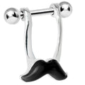 Surgical Steel Straight Barbell Septum Ring 16 Gauge & Dangle Mustache - Kruelty