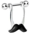 Surgical Steel Straight Barbell Septum Ring 16 Gauge & Dangle Mustache - Kruelty