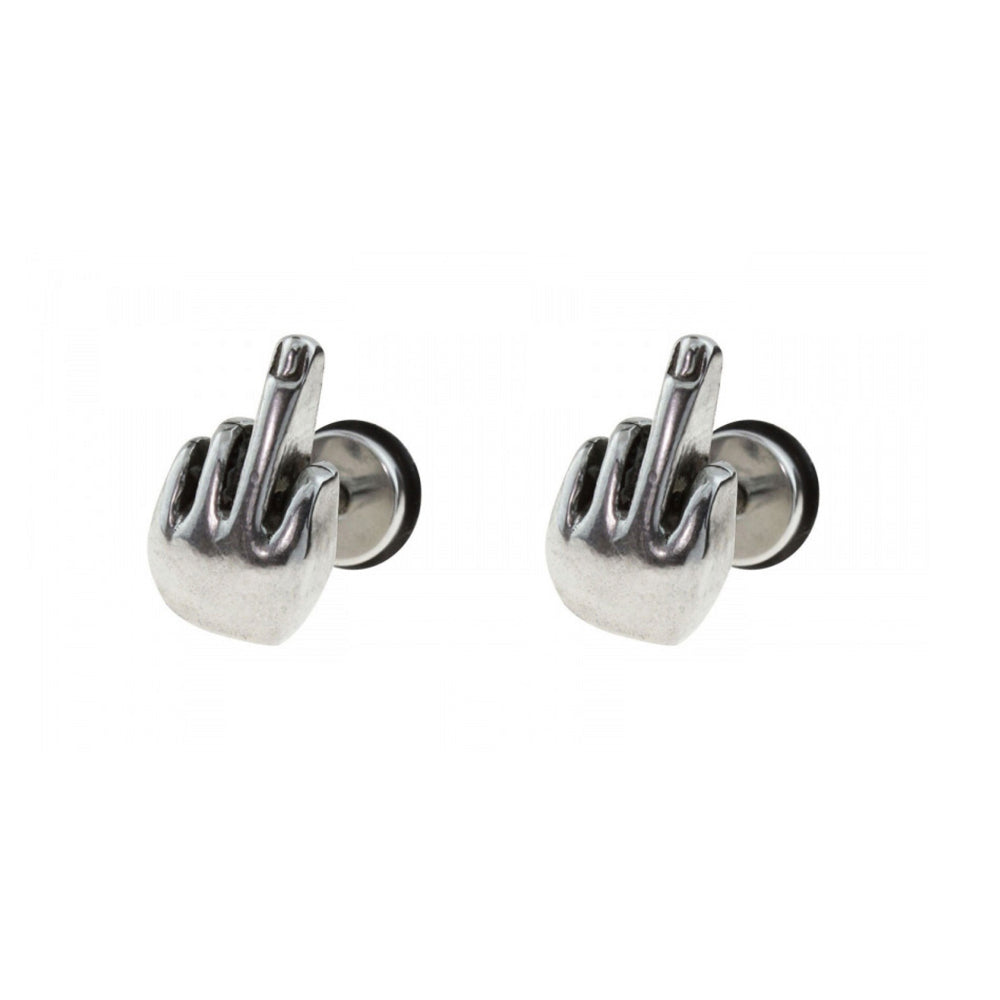 Surgical Steel 16 Gauge Middle Finger Fake Ear Plugs - Pair