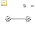 14 Karat Solid Gold Nipple Ring Barbell 14 Gauge Threadless - Pair - Kruelty - Photo 6